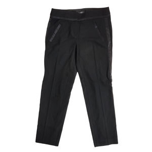 Ann Taylor LOFT Womens Crop Dress Pants Size 0P Petite Solid Black Tuxedo Stripe